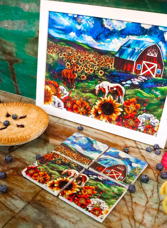 "No Eye Has Seen" Heaven Vision Marble Coaster Set