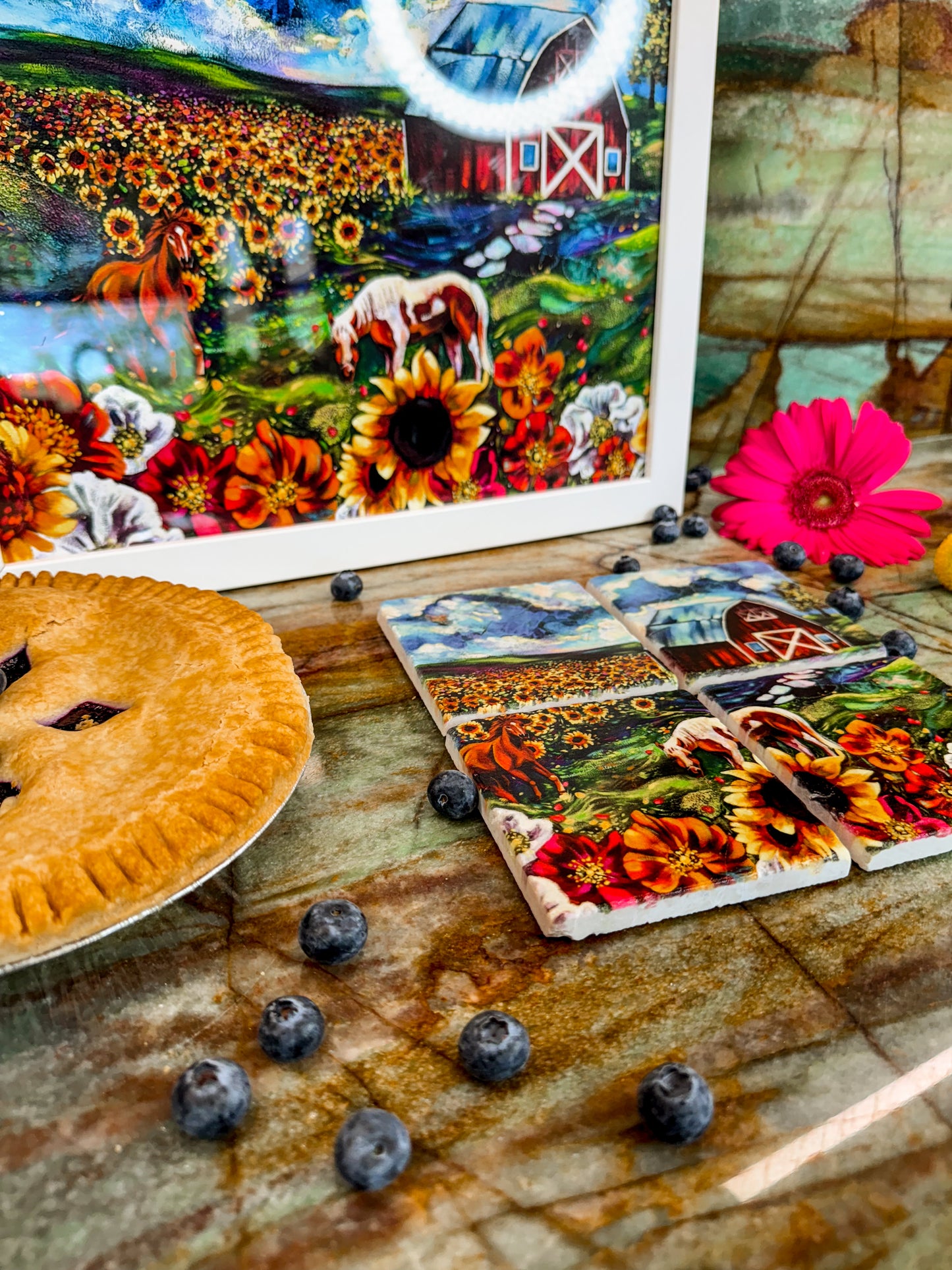 "No Eye Has Seen" Heaven Vision Marble Coaster Set