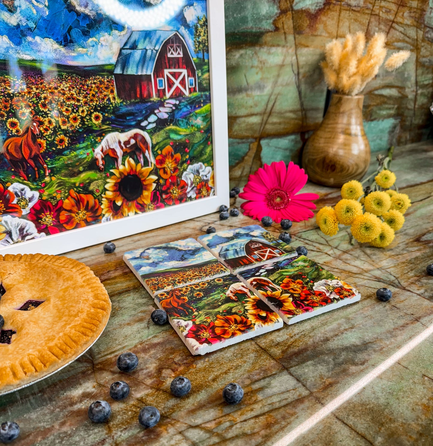 "No Eye Has Seen" Heaven Vision Marble Coaster Set