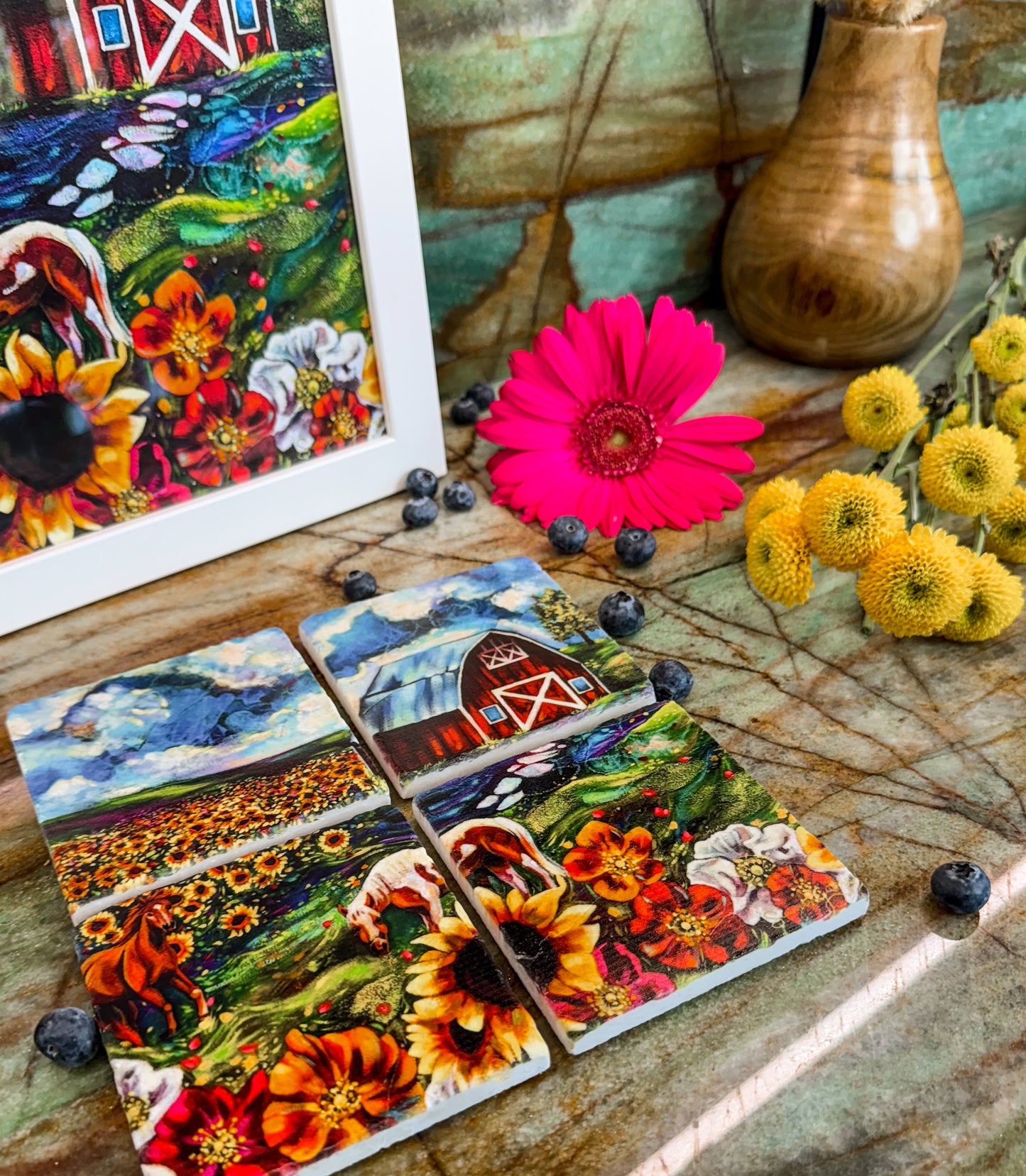 "No Eye Has Seen" Heaven Vision Marble Coaster Set