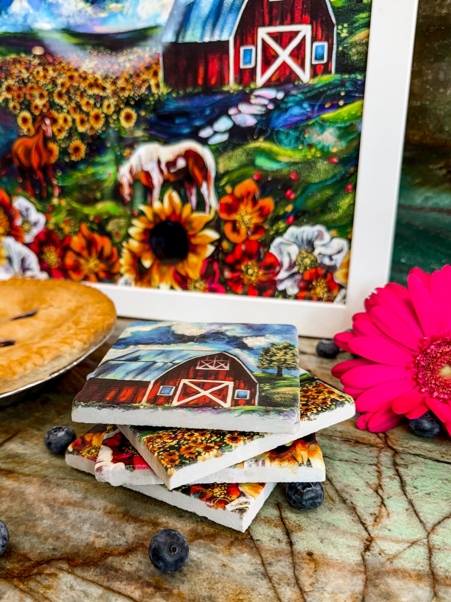 "No Eye Has Seen" Heaven Vision Marble Coaster Set