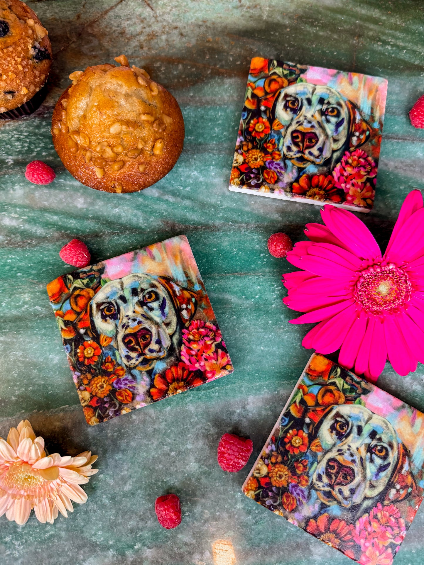 "I See You" Dog Marble Coaster Set