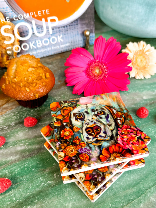 "I See You" Dog Marble Coaster Set